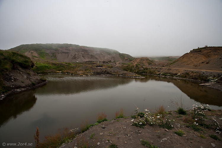 Tävlingsområdet i dimman på torsdagskväll
